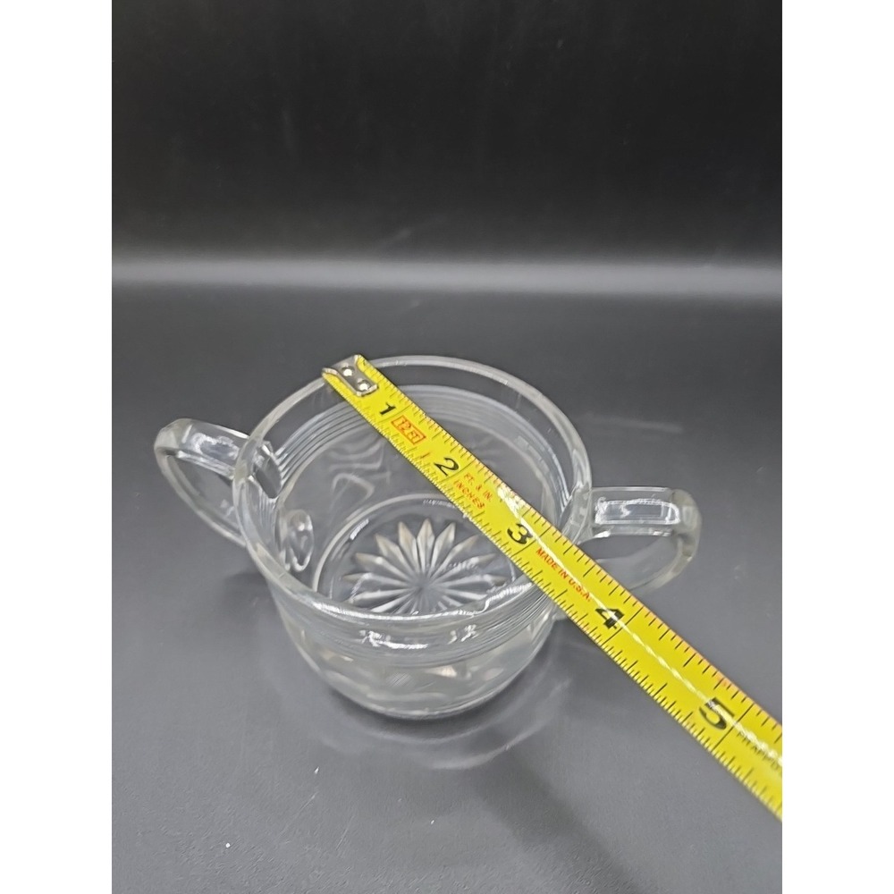 Anchor Hocking Floral Etched Manhattan Crystal Sugar Bowl GLOWS! - Picture 7 of 9